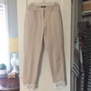 Express Cream Pants with Lace Bottom
